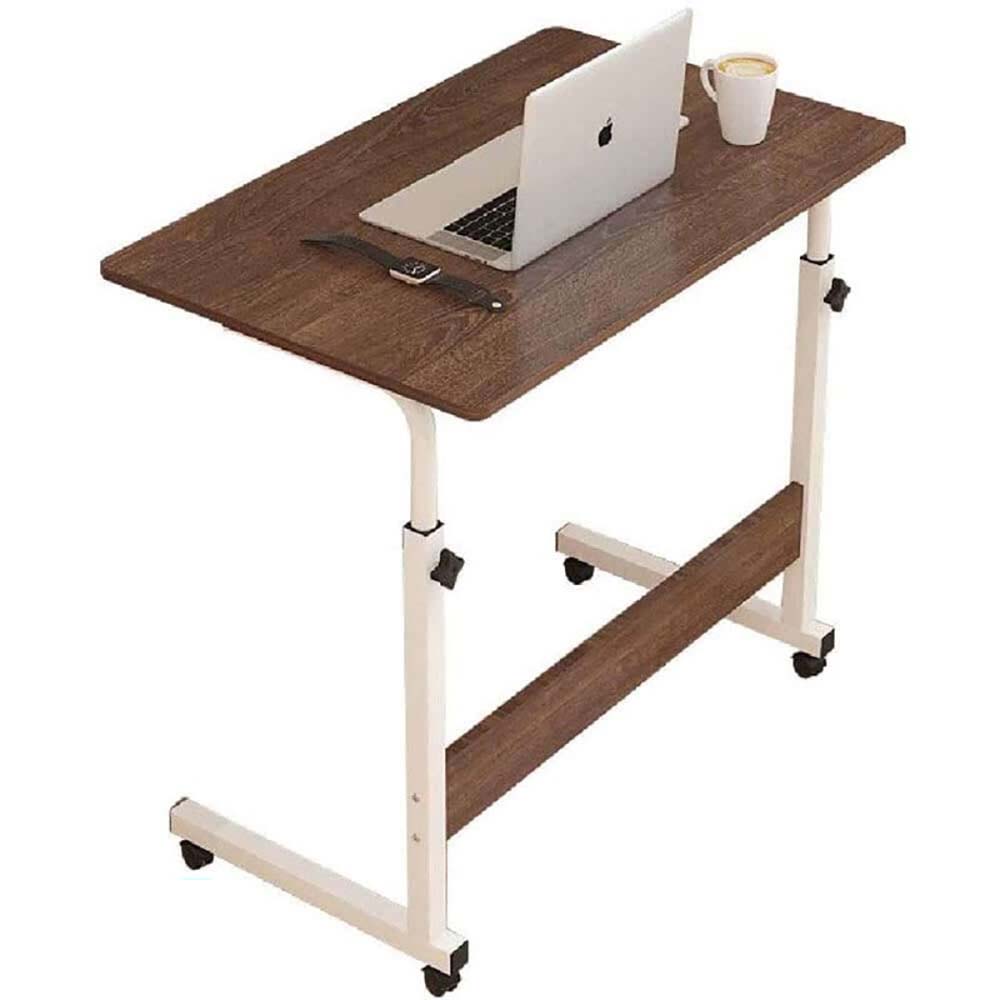 Height adjustable laptop desk stand brown C-shaped design
