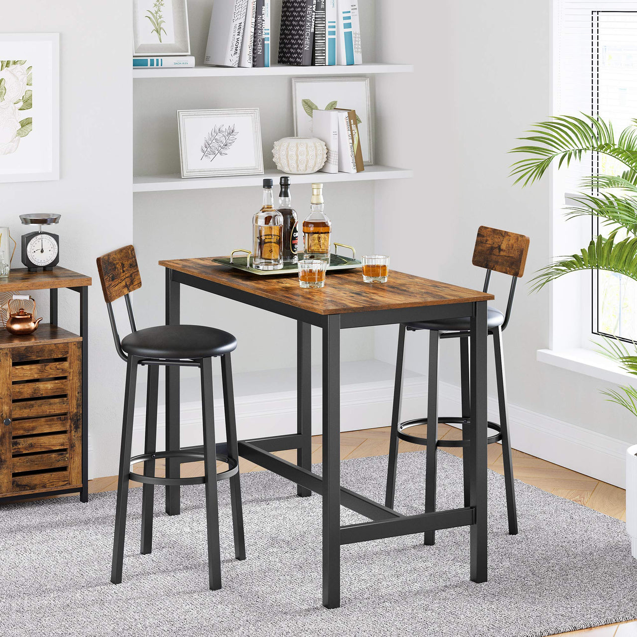 Bar Stools Set of 2 Rustic Brown VASAGLE
