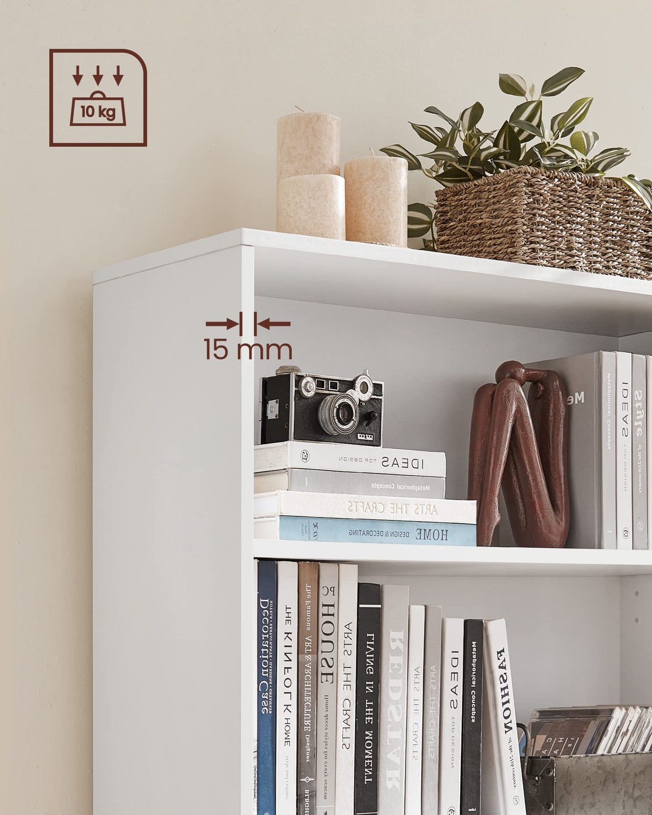 Bookshelf with backboard clips for stability