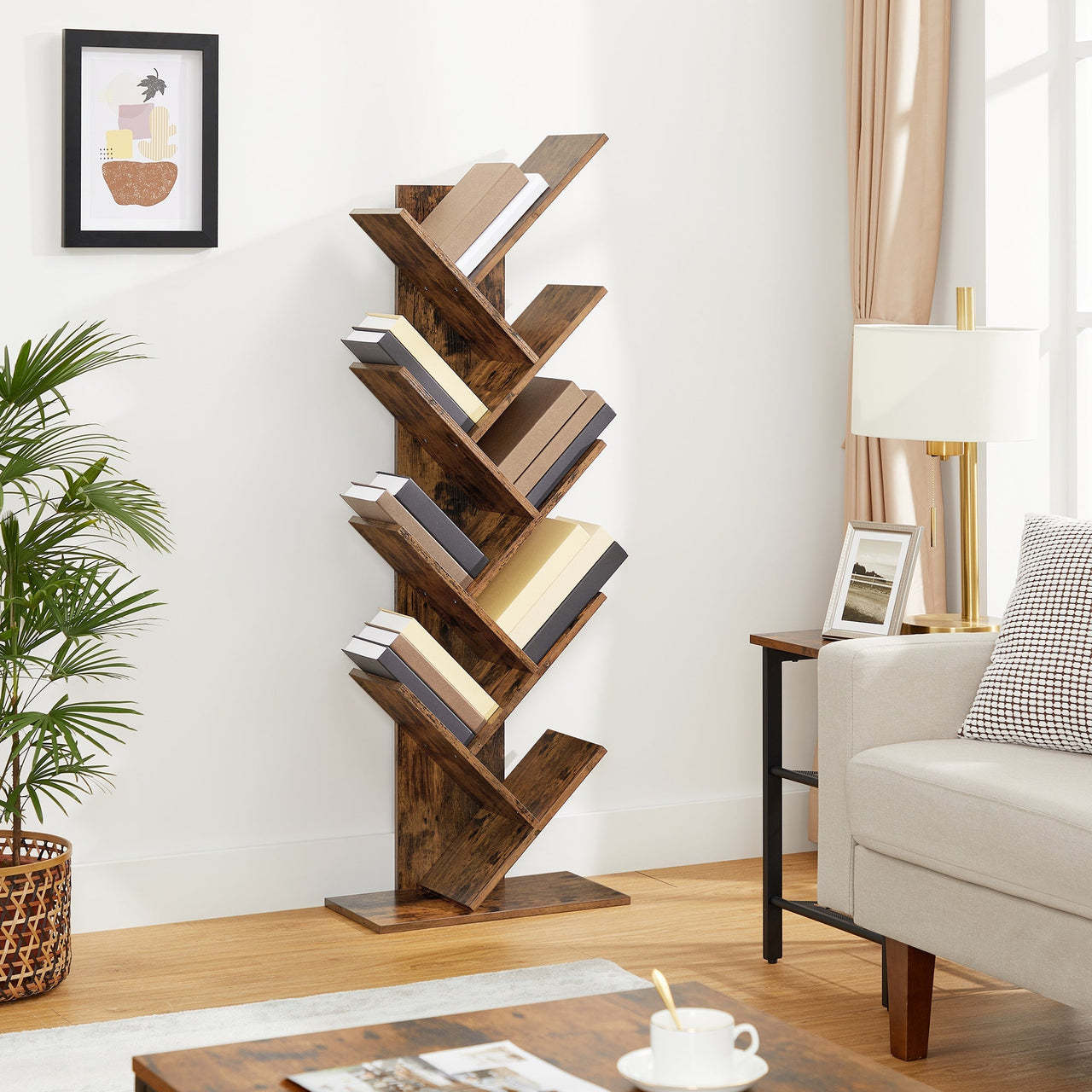 Bookshelves Display Unit Tree-Shaped - Brown