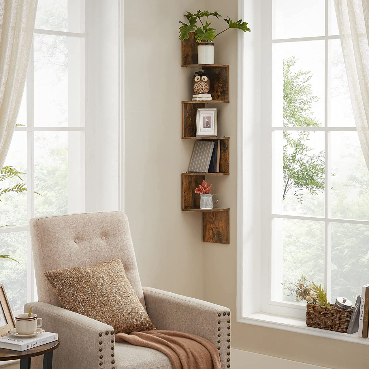 VASAGLE Floating Corner Shelf - 5-Tier