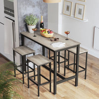 Thumbnail for Modern Bar Table Stool Set Greige & Black VASAGLE