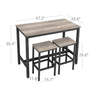 Thumbnail for Modern Bar Table Stool Set Greige & Black VASAGLE