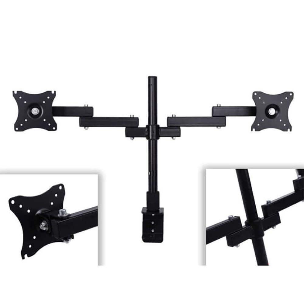 Dual Monitor Stand Bracket Mount 14"-24" Screens 360-degree Rotation
