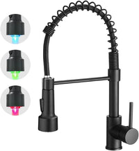 Thumbnail for Kitchen faucet sink mixer tap black with LED light