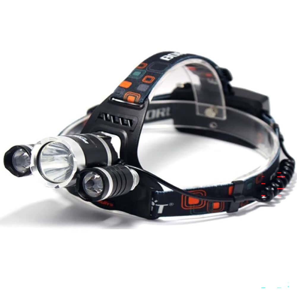Headlamp beam illuminating dark path