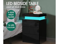 Thumbnail for Bedside Table Drawers RGB Led Light Side Table