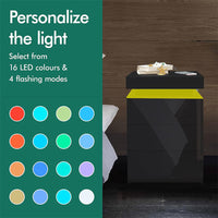 Thumbnail for Bedside Table Drawers RGB Led Light Side Table