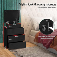 Thumbnail for Bedside Table Drawers RGB Led Light Side Table