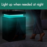 Thumbnail for Bedside Table Drawers RGB Led Light Side Table