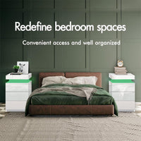 Thumbnail for Bedside Table with Drawer Rgb Led Light Side Table