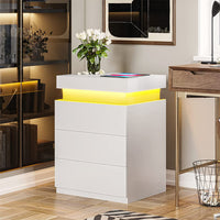 Thumbnail for Bedside Table with Drawer Rgb Led Light Side Table