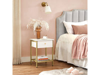 Thumbnail for VASAGLE Bedside Table with Drawer - White Nightstand, End Table