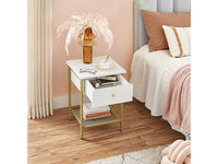 Thumbnail for VASAGLE Bedside Table with Drawer - White Nightstand, End Table