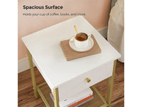 Thumbnail for VASAGLE Bedside Table with Drawer - White Nightstand, End Table