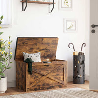 Thumbnail for Farmhouse Style Brown Storage Bench with Cushion