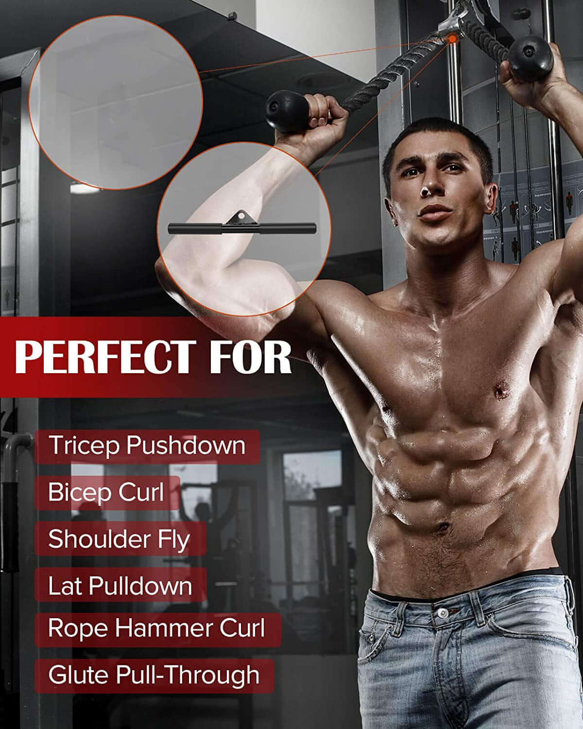 Fitness Pulley Cable System Biceps Triceps Home Gym Strength Training - The Shopsite