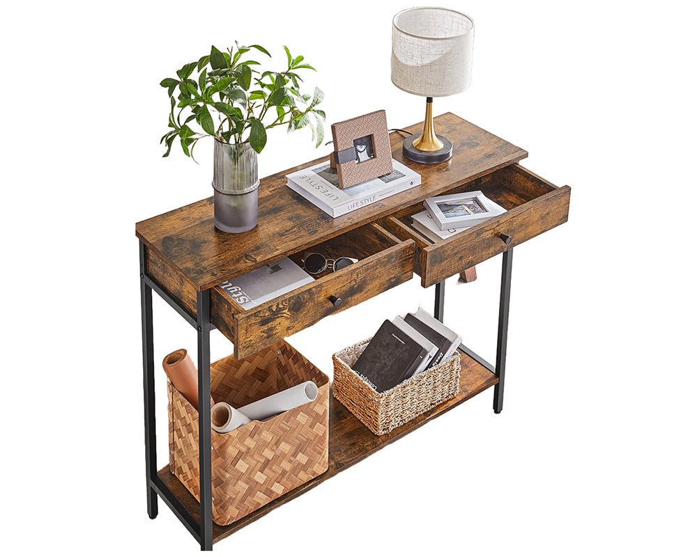 Console table with instruction manual and parts