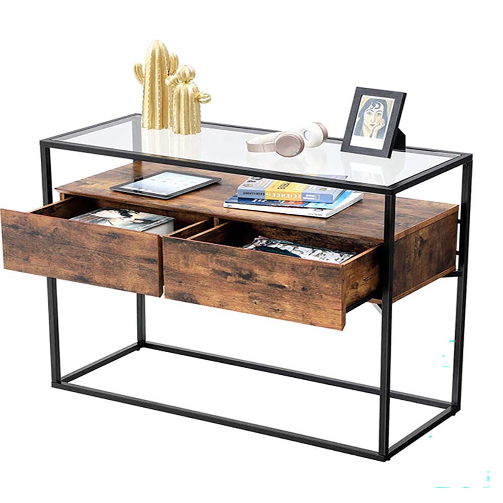 Console table full view in modern hallway setting