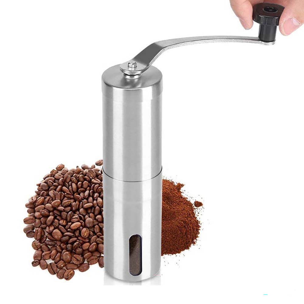 Stainless steel coffee grinder top view