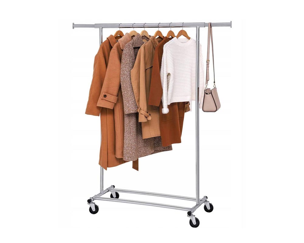 Metal garment rack assembled without tools
