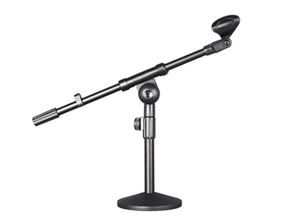 Microphone stand on office desk setup