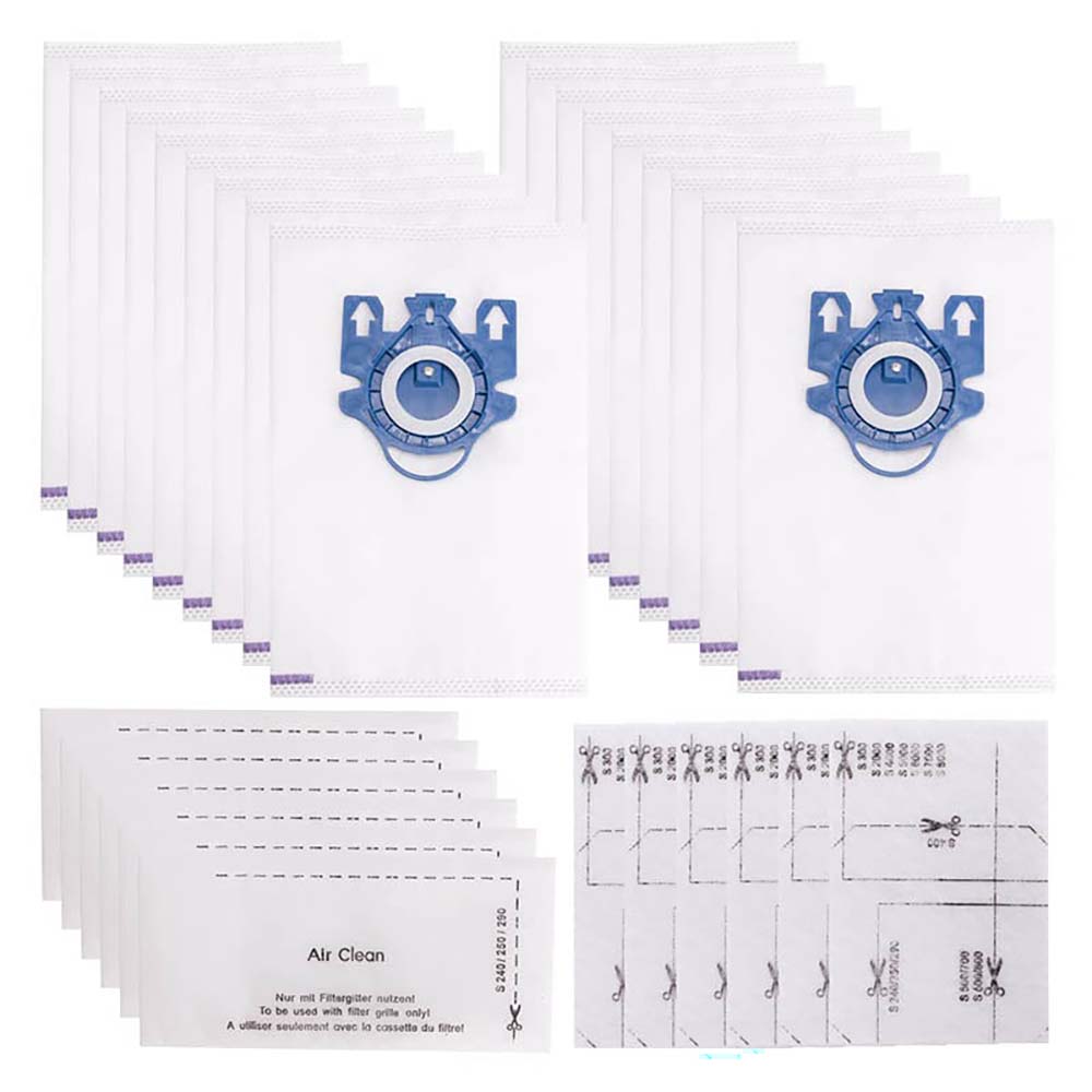 Vacuum cleaner bags laid out with filters