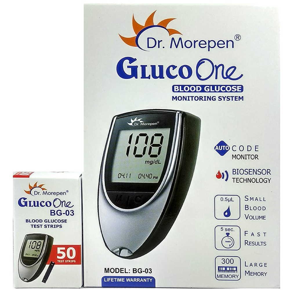Glucose meter with battery compartment open