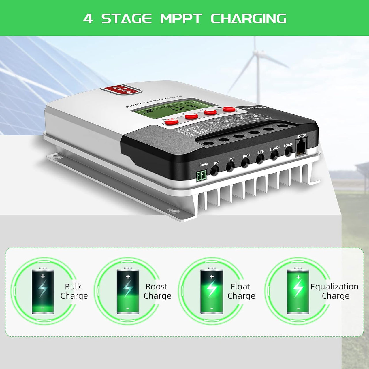 MPPT controller with compact design and display