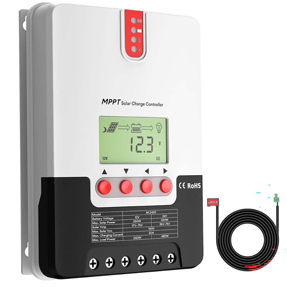 MPPT solar charge controller with digital display