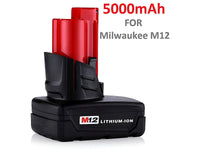 Thumbnail for Compatible Replacement Milwaukee Battery M12 12V 5Ah Battery