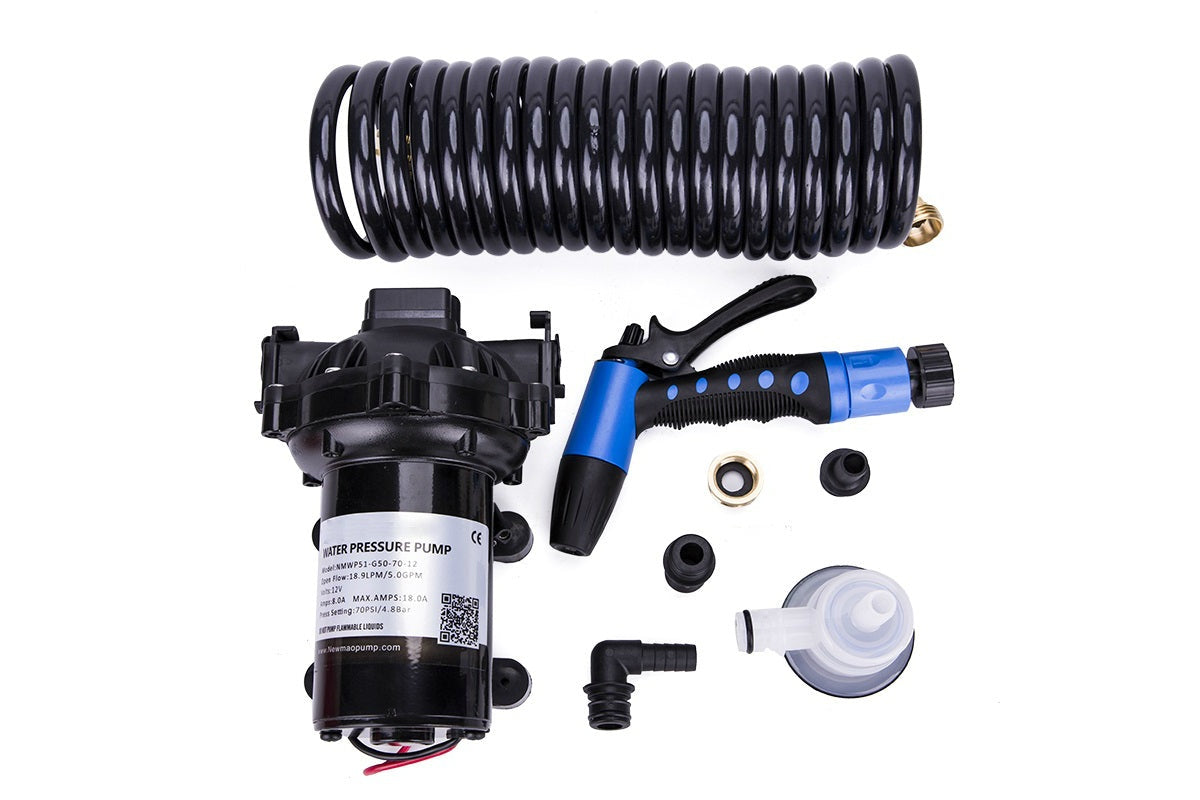 Trigger nozzle and quick connect on washdown pump kit