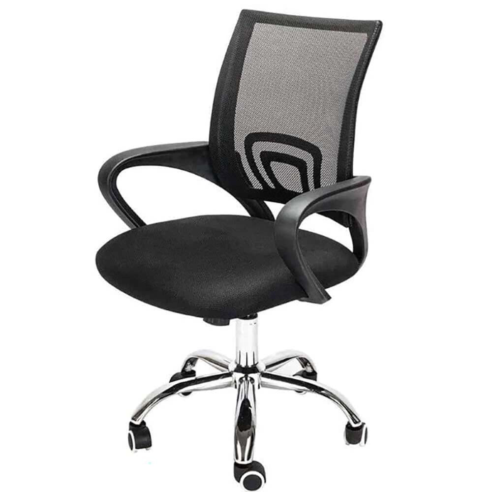 Office Chair Adjustable Mid-Back Mesh Black caster wheels