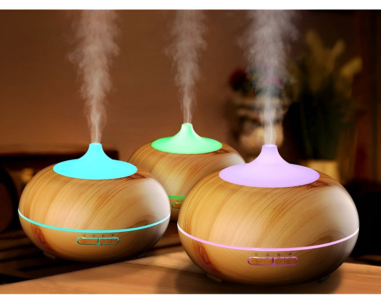 Essential Oil Diffuser Humidifier mist and light in dark room
