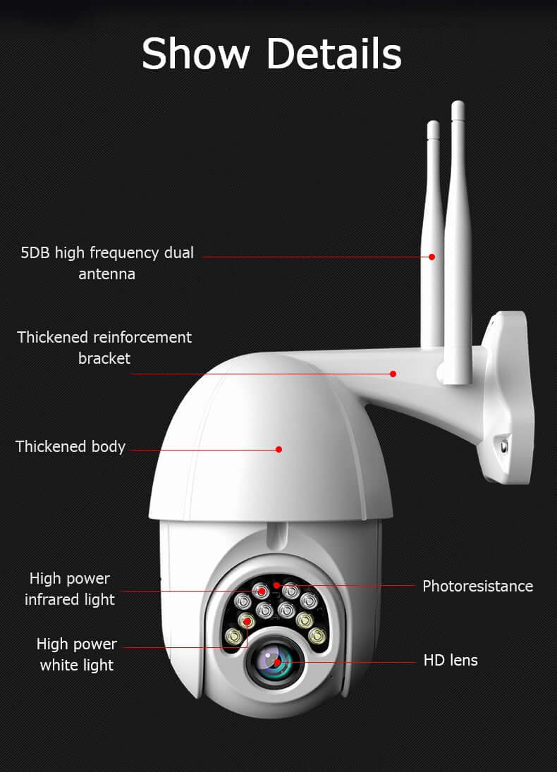 1080P Cloud Storage Wireless PTZ Wireless Camera with 32GB Adata Micro SD Card - The Shopsite