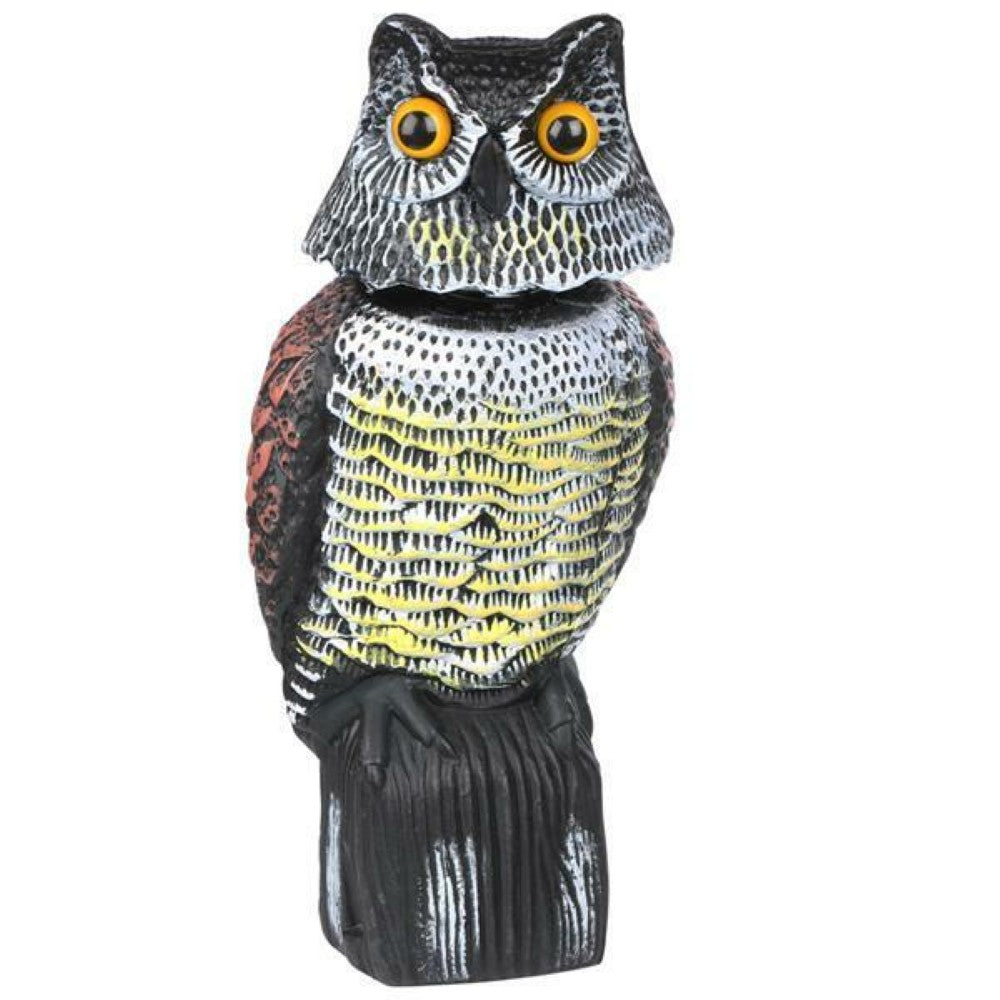 Owl decoy bird scarer showing realistic design