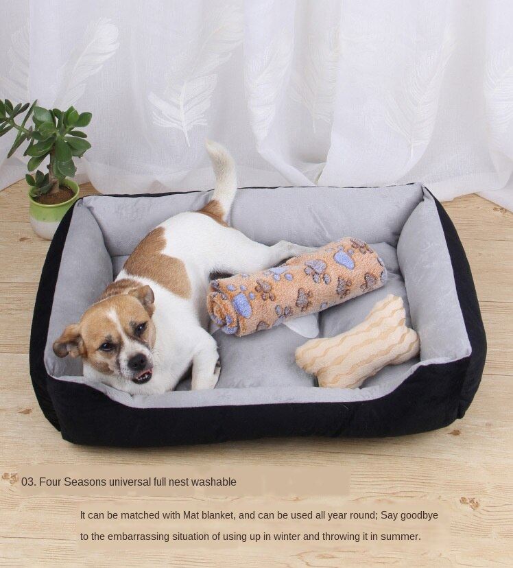 Dog bed sofa with polyester and fleece lining