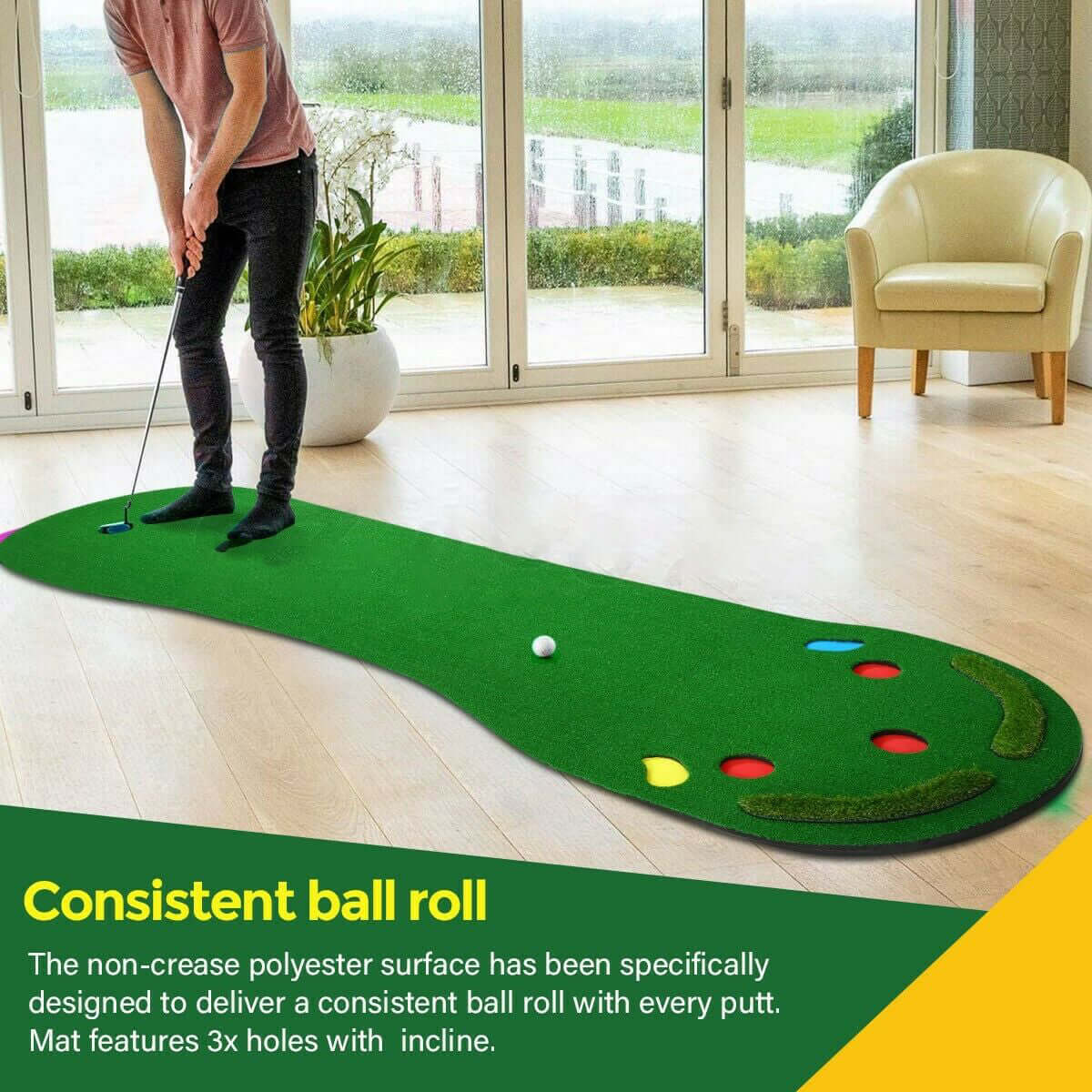 300cm Golf Putting Green Indoor Training Practice Mat - The Shopsite