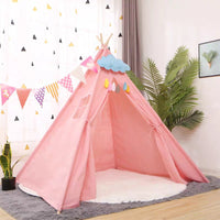 Thumbnail for Kids Play Tent Kids Canvas Teepee Tent Playhouse Beige