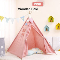 Thumbnail for Kids Play Tent Kids Canvas Teepee Tent Playhouse Beige - The Shopsite