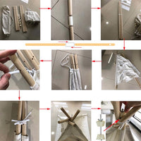 Thumbnail for Kids Play Tent Kids Canvas Teepee Tent Playhouse Beige