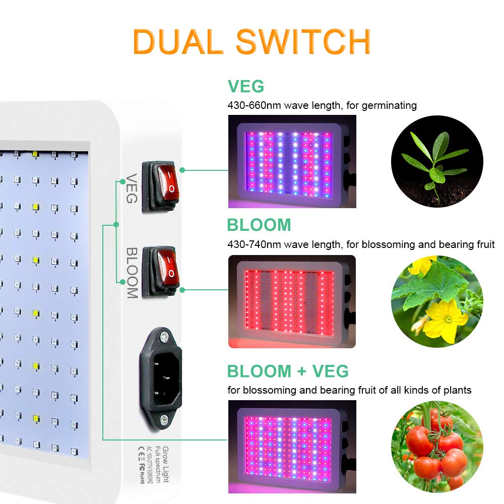 Grow light illuminating indoor plants