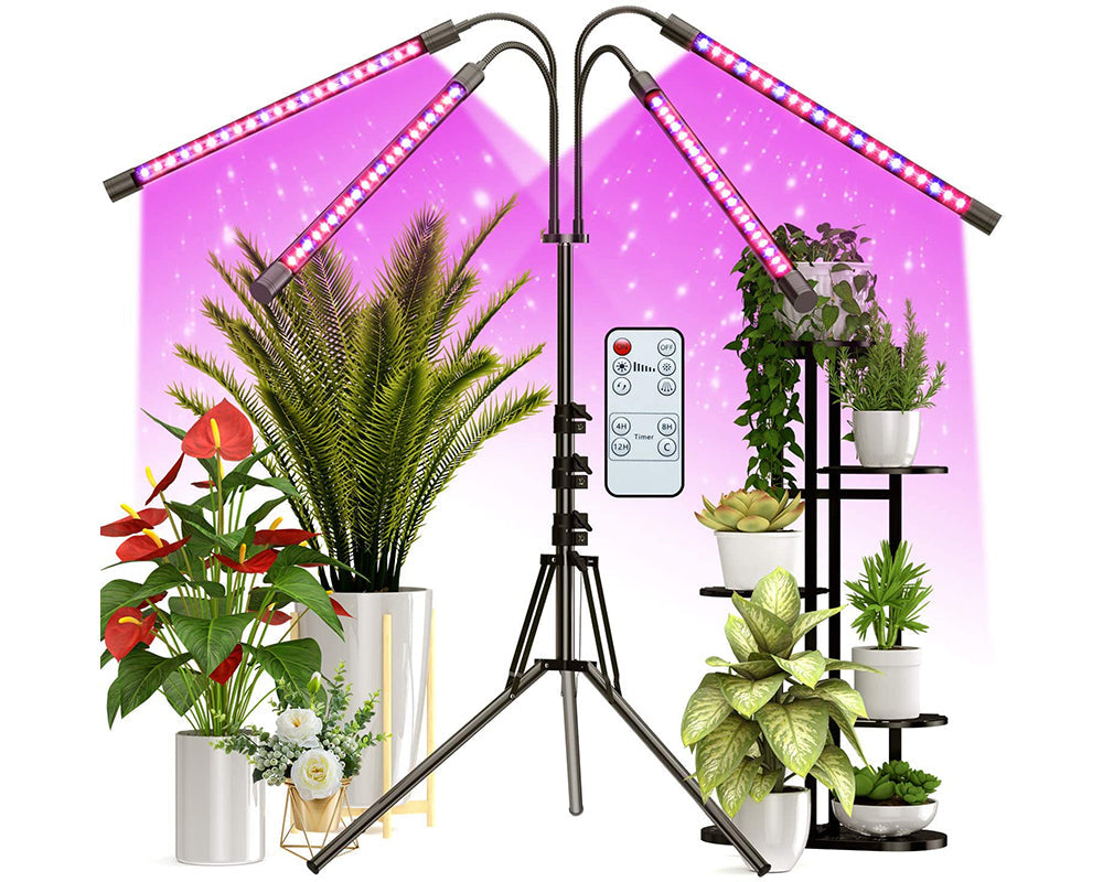 Indoor plant grow light with timer settings visible