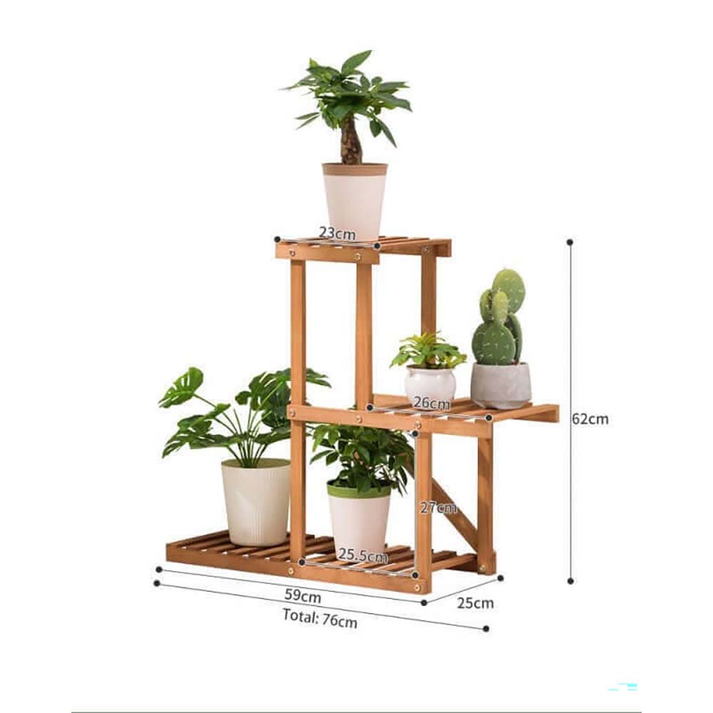 3 tier bamboo plant stand with three levels
