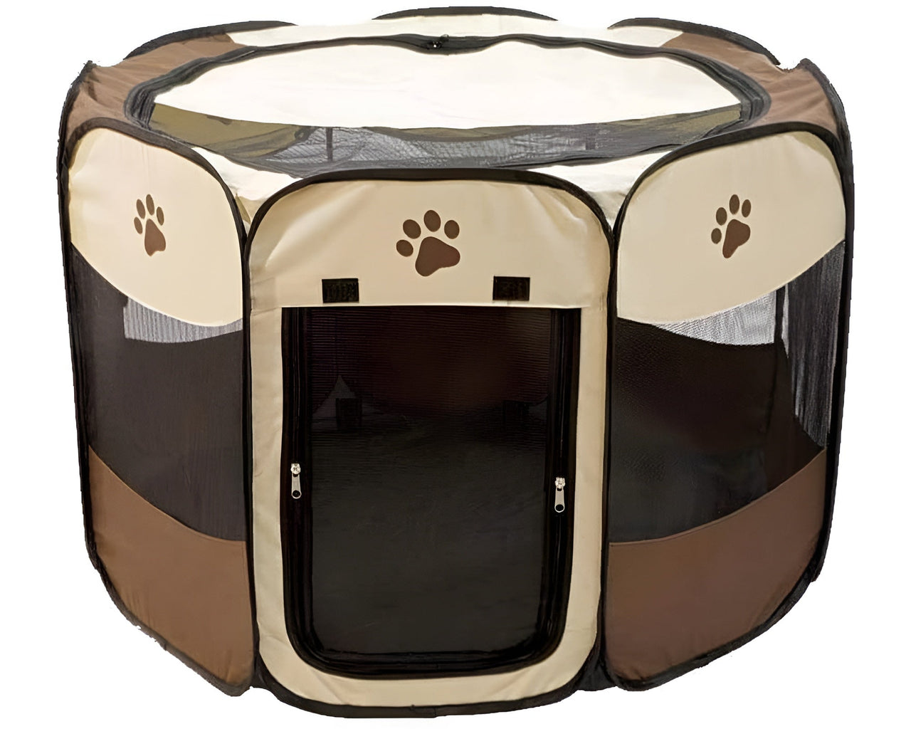 Dog playpen with removable zippered shade cover