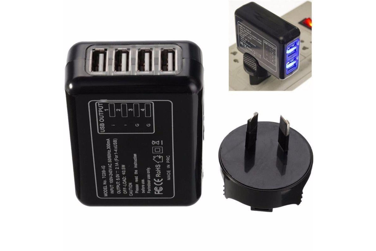 Side angle showing USB ports on charger