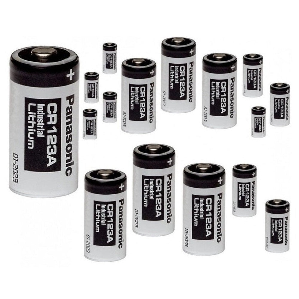 CR123A batteries stacked for storage
