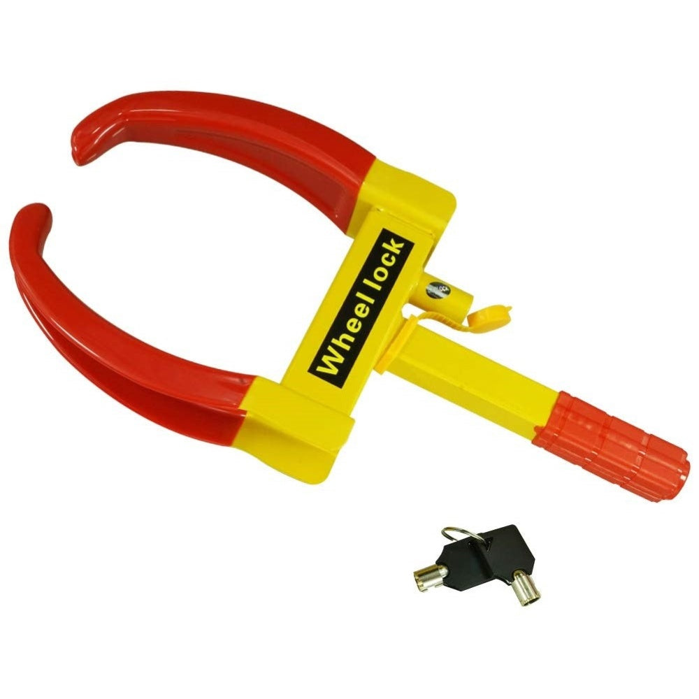 Wheel clamp on boat trailer wheel