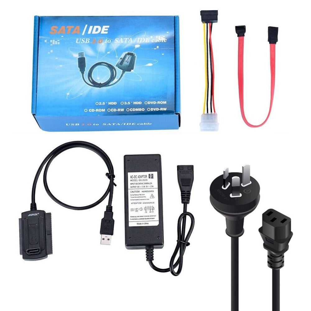 Cable adapter showing USB and SATA ports
