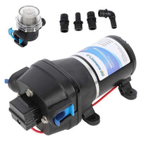 Thumbnail for 12V diaphragm water pump front view with connections